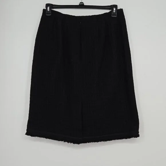 Talbots Tweed Elegant Black Women's Skirt Slit In Back Plus Size Curvy Size 16 - Picture 5 of 9